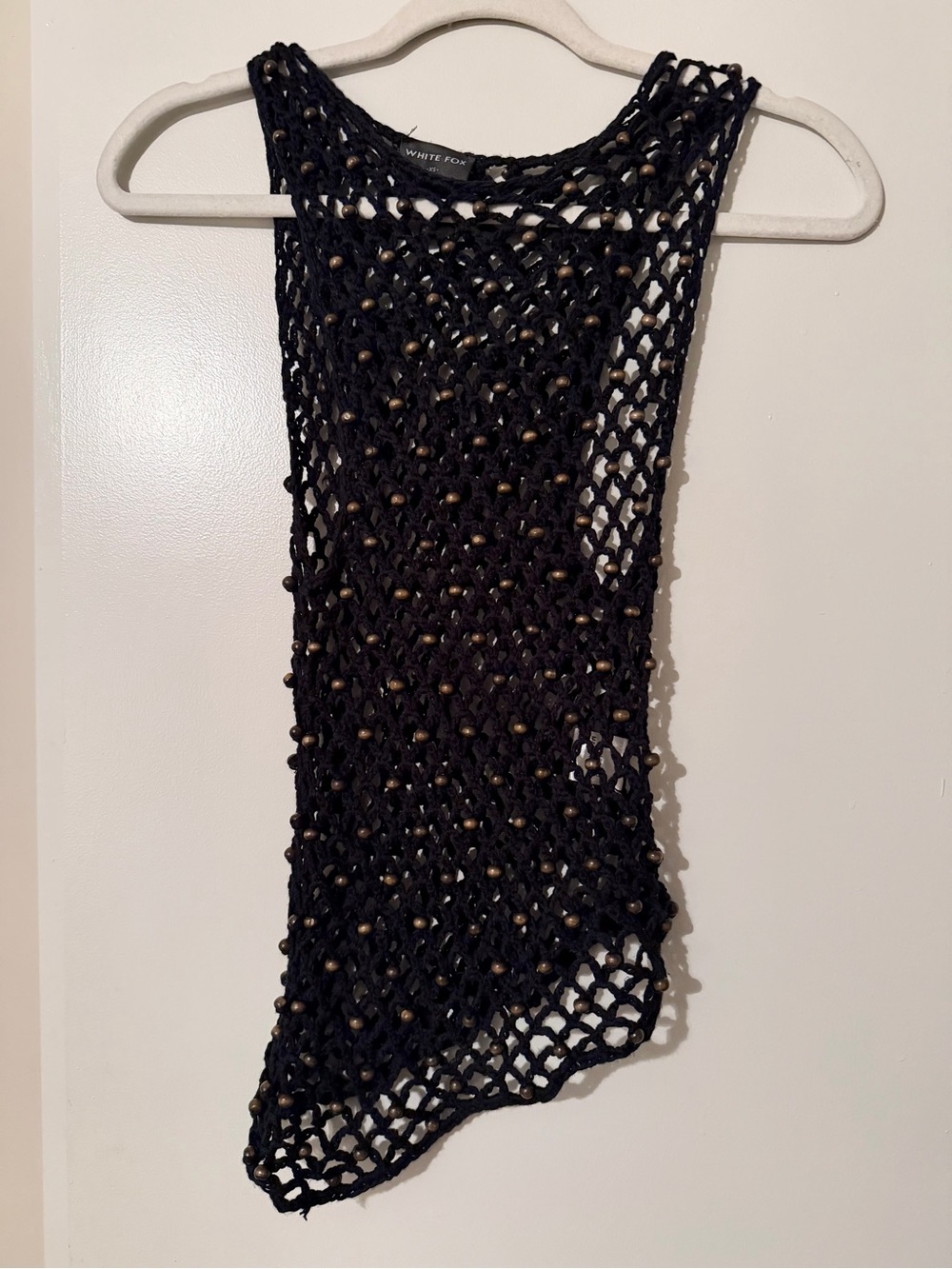 White Fox Boutique Black Beaded Crochet Cover Up